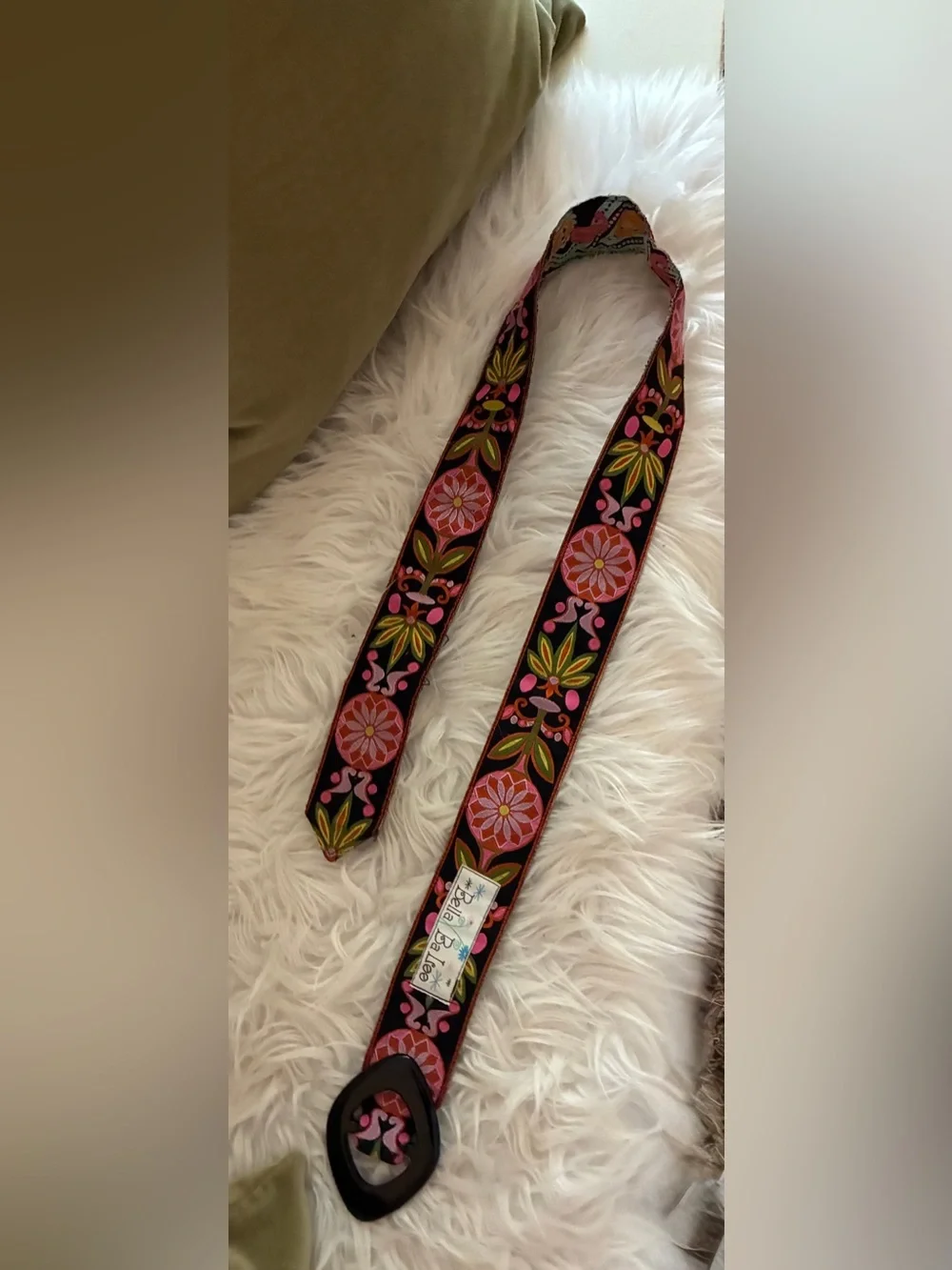 Bella Ba Colorful Paisley Fabric Belt‎ with Black Buckle